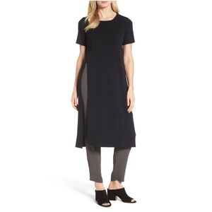 Eileen Fisher Black Washable Wool Crepe Long Tunic
Sweater Side Slits Size SP
